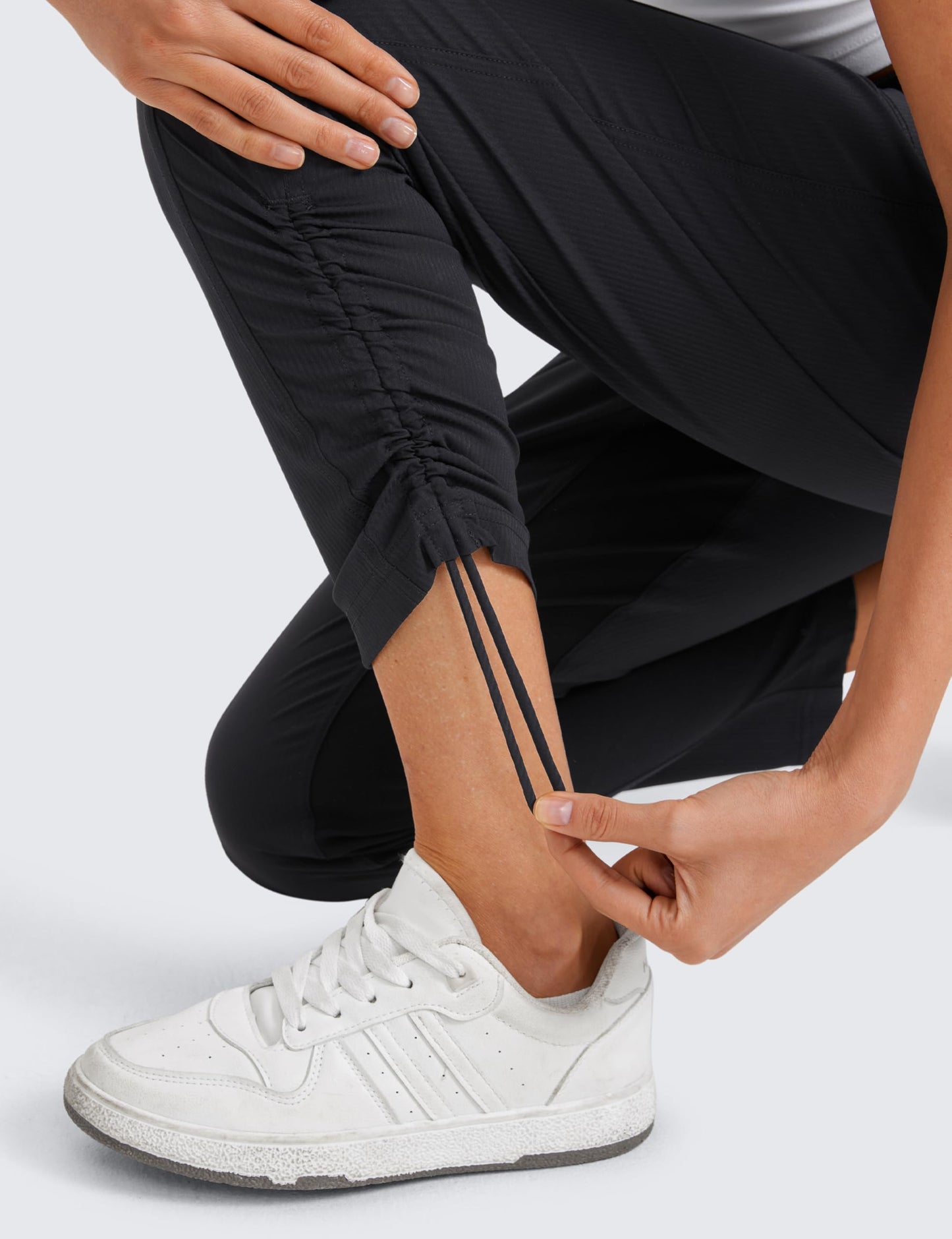 CRZ YOGA Womens Casual 7/8 Pants 27" - Lightweight Workout Outdoor Athletic Track Travel Lounge Joggers Pockets Black X-Large