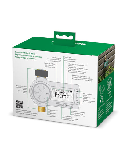 Rain Bird 1ZEHTMRP Premium Professional Grade Electronic Digital Hose End Timer/Controller, One Zone/Station, Battery Operated, Brass Inlet/Outlet