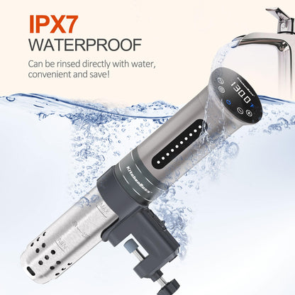 KitchenBoss Sous Vide Cooker Machine | 1100 Watts IPX7 Waterproof Sous-Vide G310/Silver | Water Cooker, Suvee vide machine | Accurate Temperature Control Digital Display | Thermal Immersion Circulator