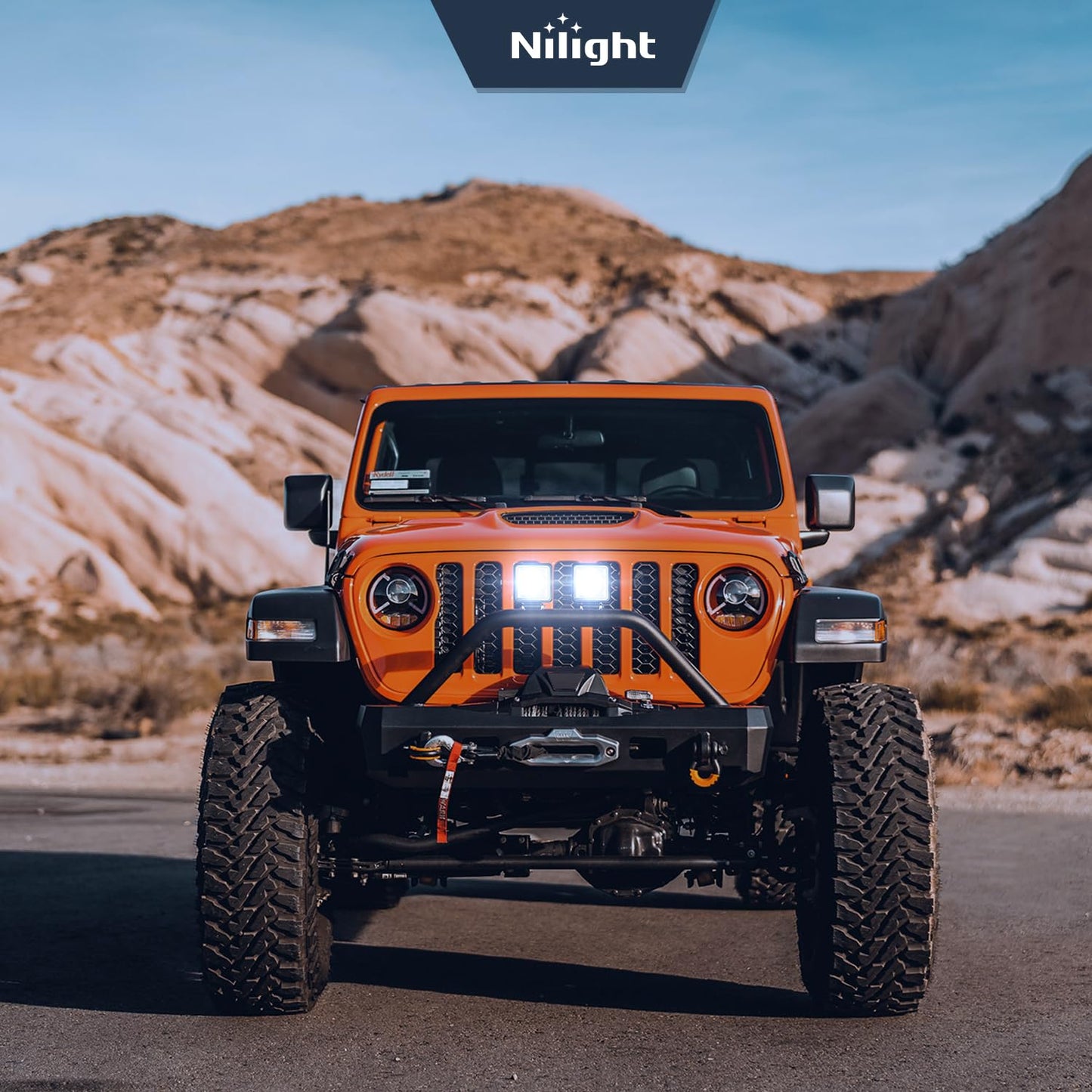 Nilight LED Tractor Lights LED Pods Square 2PCS 4 Inch 64LEDs Flood Bar Fog Driving Work Lighting for Truck Off Road Vehicles ATV UTV Boat