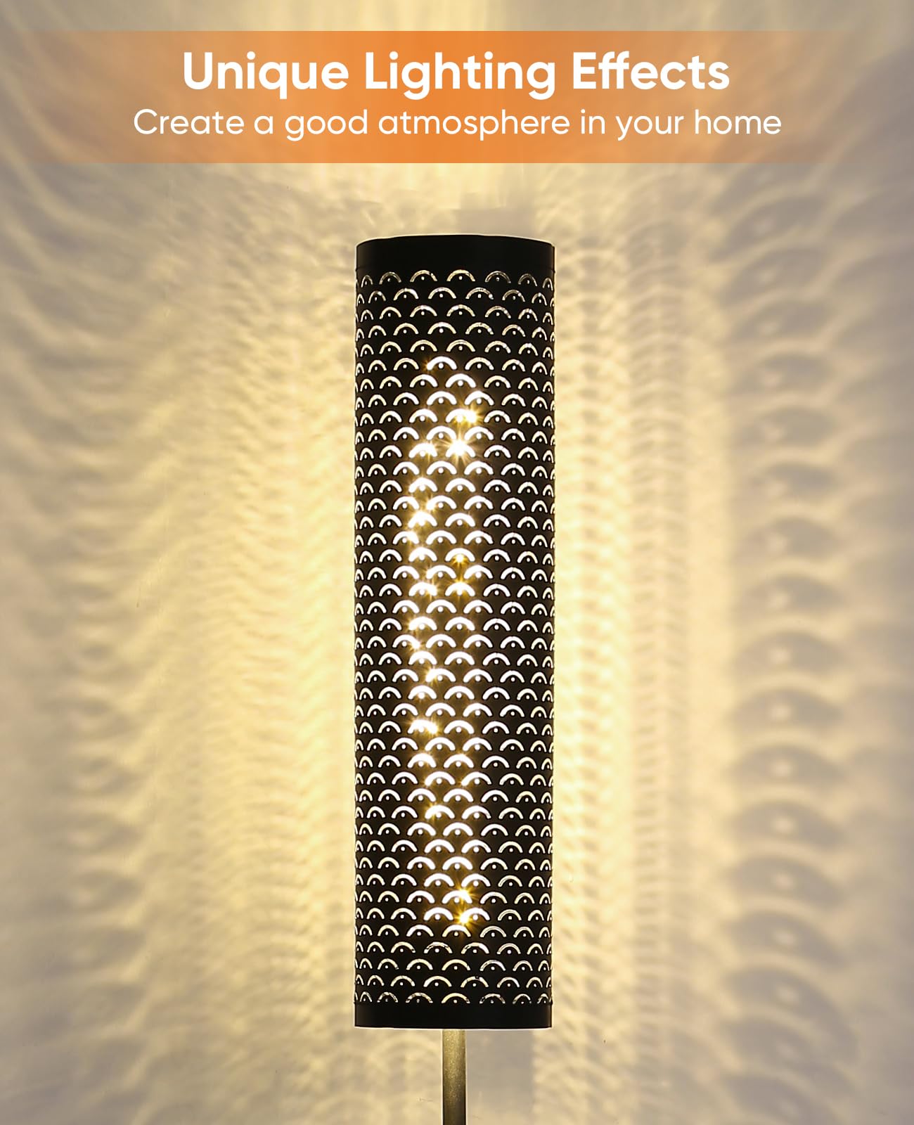 Industrial Modern Floor Lamps for Living Room, Dimmable Standing Tall Lamps Remote Control Custom Color Temperature & Brightness Lamp with Fabric Lampshade, Tall Lamps for Bedroom Office, Black