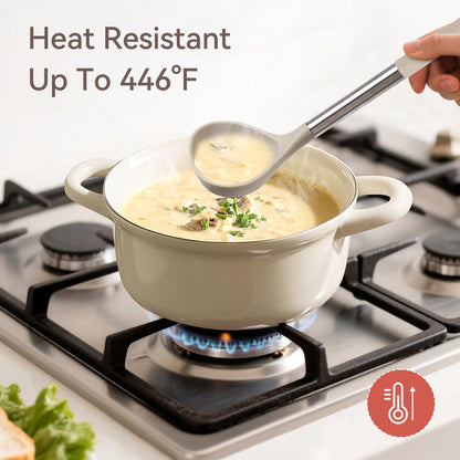 NCUE Kitchen Utensils Set, 28 Pcs Silicone Cooking Utensils Set with Holder, Spatula Set, Silicone Whisk, Scissors, Measuring Cups and Spoons Set with Stainless Steel Handle Kitchen Gadgets (Khaki)