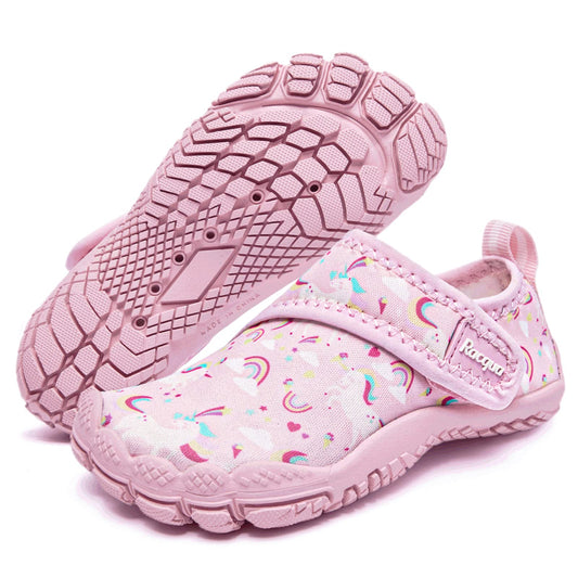 Racqua Toddler Girls Slip-On Kids Water Shoes Quick Dry Barefoot Swim Beach Aqua Shoes Water Park Outdoor Sport Shoes Cute Toddler Pink Unicorn 7