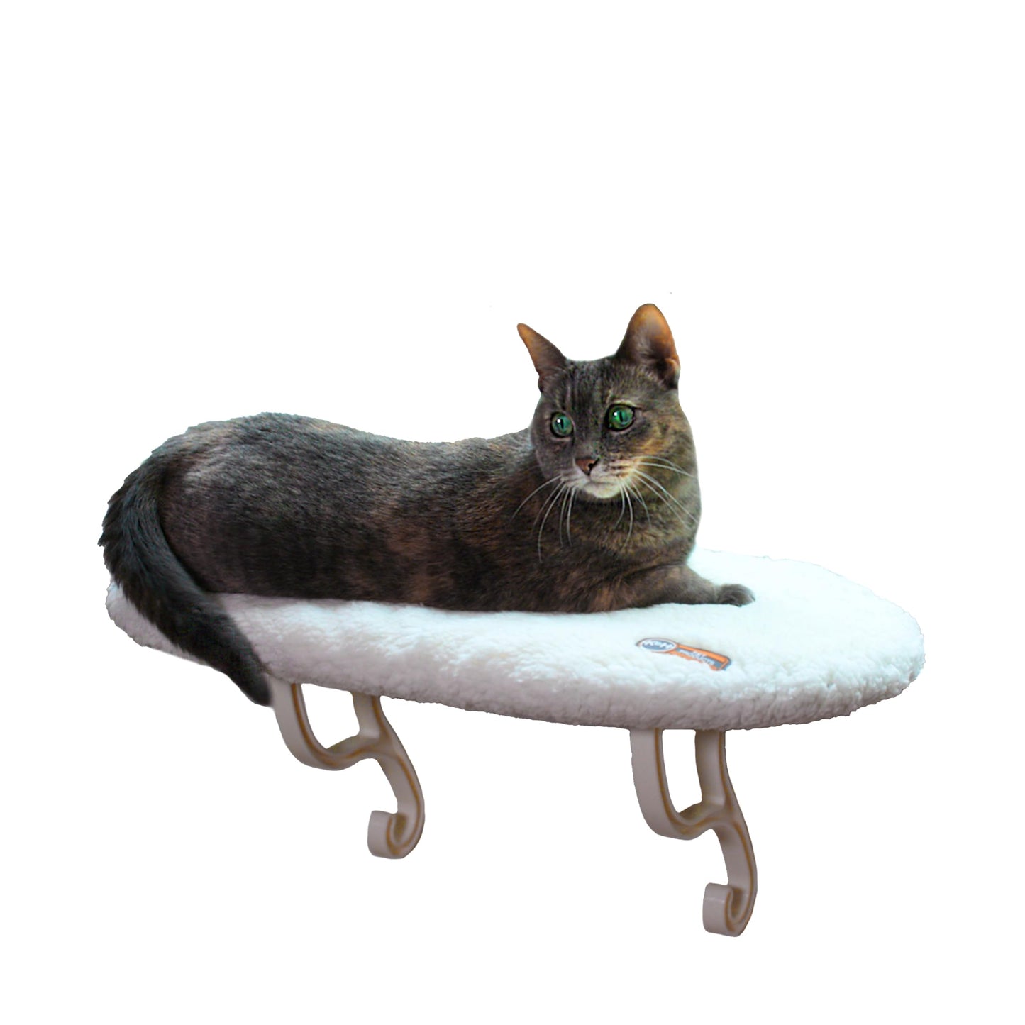 K&H Pet Products Kitty Sill Cat Window Perch for Large Cats, Orthopedic Window Hammock Bed Holds 40LBS, Washable Cover, Kitty Windowsill Bed Seat for Indoors - Cream Fleece, Unheated, 14 X 24in