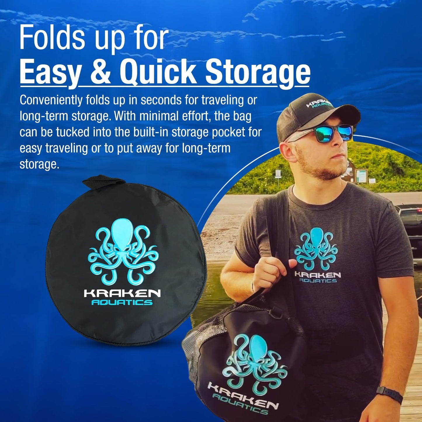 Kraken Aquatics Mesh Duffle Bag with Shoulder Strap | Large Dive Bag for Scuba Diving Gear, Snorkeling, Freediving, Spearfishing, Swimming & Beach | Heavy-Duty Mesh Duffel Bag for Quick Drying | XL