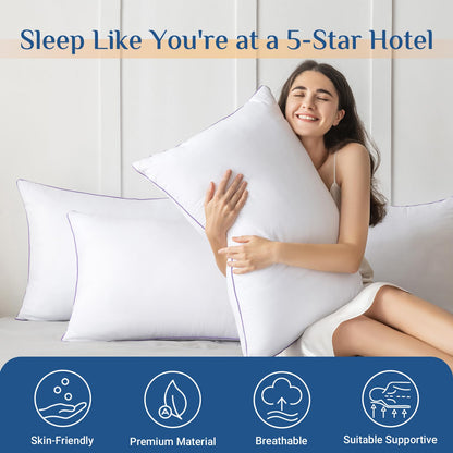 JOLLYVOGUE Pillows Standard Size Set of 1, Washable Supportive Bed Pillows with Super Soft Down Alternative Fill, Luxury Fluffy Hotel Quality for Side, Back, and Stomach Sleepers