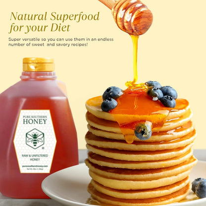 100% Raw & Unfiltered Wildflower Honey - American Made by Pure Southern Honey (48 Ounce)