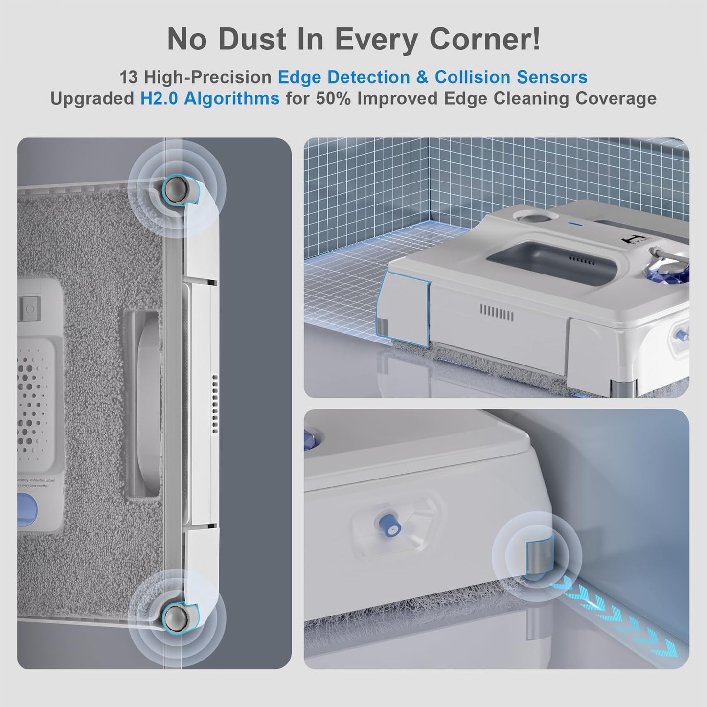 HUTT Auto Window Cleaning Robot A1, Upgraded 4 Water Spray & 6000PA High Suction Power Window Cleaner with Laser Sensor Detection, Perfect for High-Rise Windows, Tiles and Glass