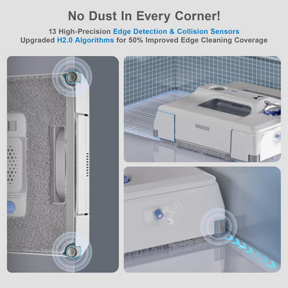 HUTT Auto Window Cleaning Robot A1, Upgraded 4 Water Spray & 6000PA High Suction Power Window Cleaner with Laser Sensor Detection, Perfect for High-Rise Windows, Tiles and Glass