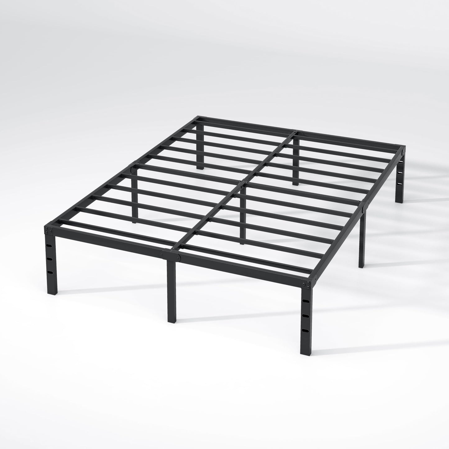NEW JETO Metal Bed Frame,Queen Size Bed Frame with Storage Space,Heavy Duty Sturdy Mattress Foundation,Easy Assembly,No Box Spring Needed, Black,14 Inch,Queen