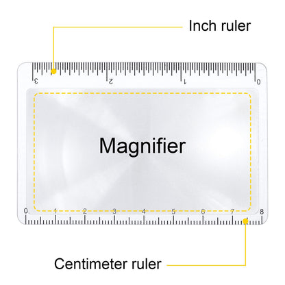 Frienda 20 Pieces Pocket Magnifying Glass Fresnel Lens Credit Card Pocket Magnifier Plastic Ruler Starting Solar Fire Emergency Bushcraft Outdoor Survival Leisure for Classroom Home Office