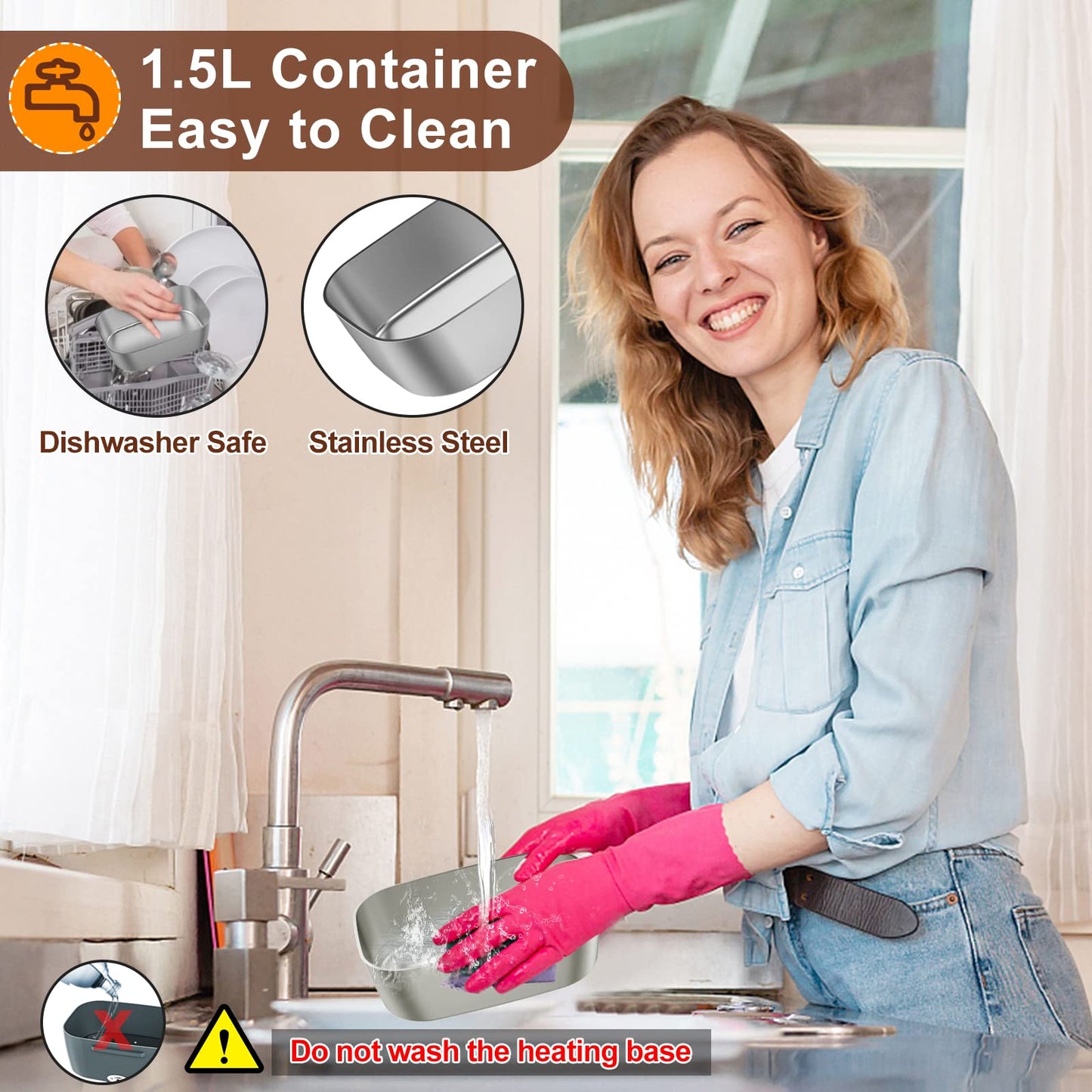 Akhia 80W Fast Electric Lunch Box for Adults 1.5L Portable Heated Lunch Box with 12V/24V/110V Includes Stainless Steel Container, Fork & Spoon & Insulated Bag (Ideal for Car/Truck/Office Use)