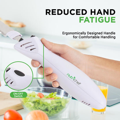 NutriChef Electric Carving Turkey Slicer Kitchen Knife | For Thanksgiving | Portable Electrical Food Cutter Knife Set with Carving Blades & Wood Carving Stand | Cuts Meat, Bread, Cheese & Fruit