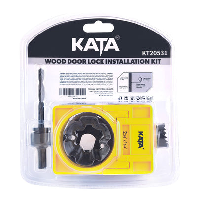 KATA 1-3/8" - 1-3/4" Door Lock Installation Kit for Wooden Doors with Guide Template, Door Lock Hole Saw, Carbon Steel