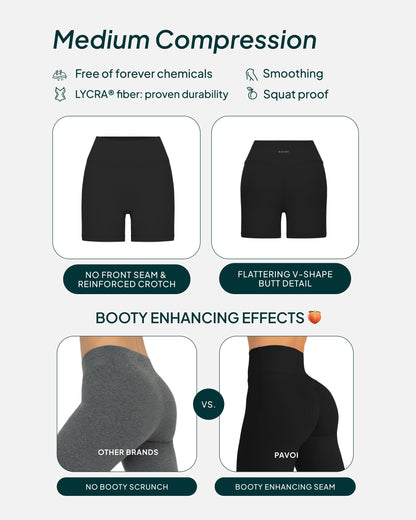 PAVOI ACTIVE Buttery Soft Yoga Workout Shorts for Women - High Waisted Butt Sculpting 4" Gym Biker Shorts - FlexFlow - Small, Black