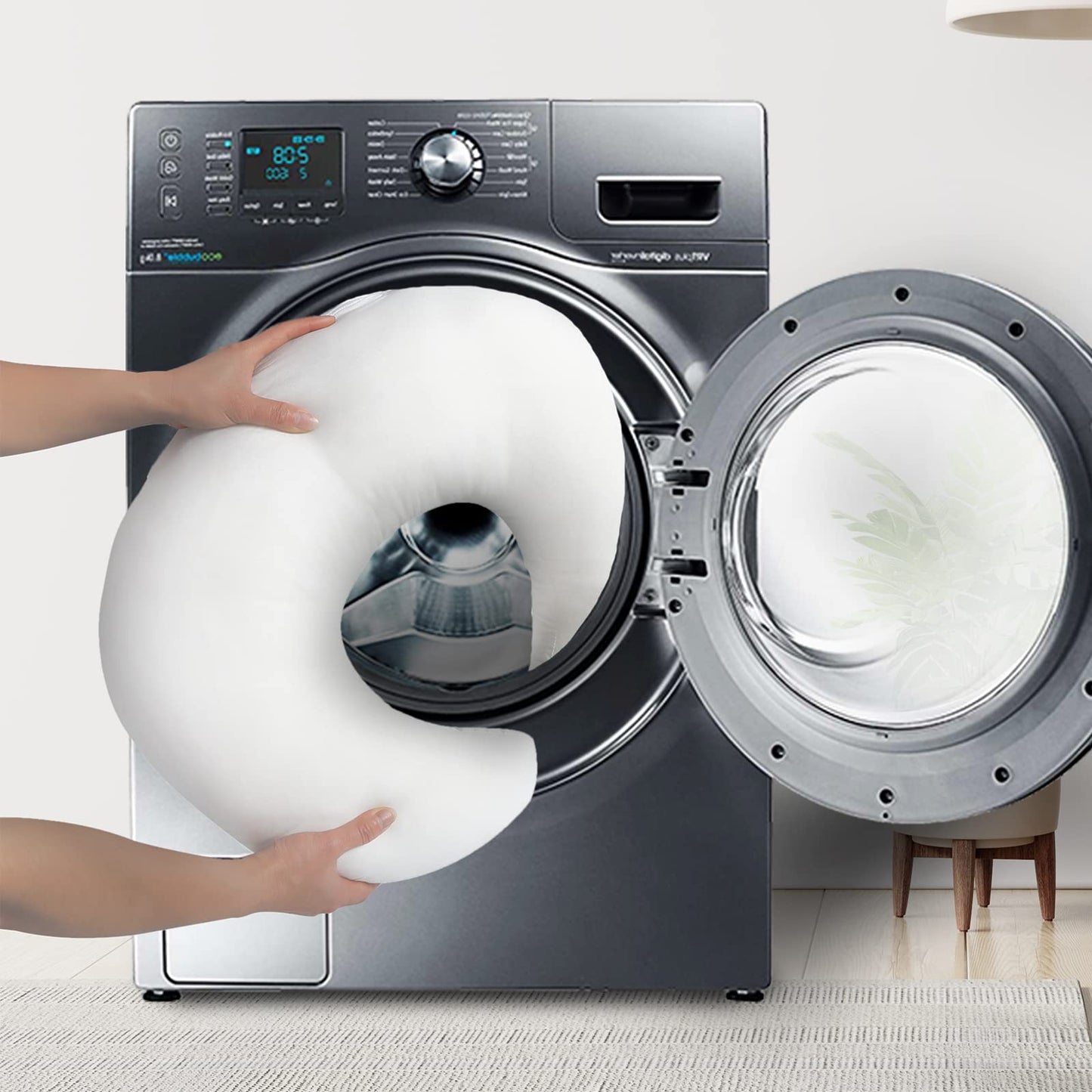 Nursing Pillow and Positioner with Cover for Breastfeeding and Bottle Feeding, Propping Baby, Tummy Time, Baby Sitting Support, Awake-Time Support (Pillow Only, 22" x 17.7" x 5.9")