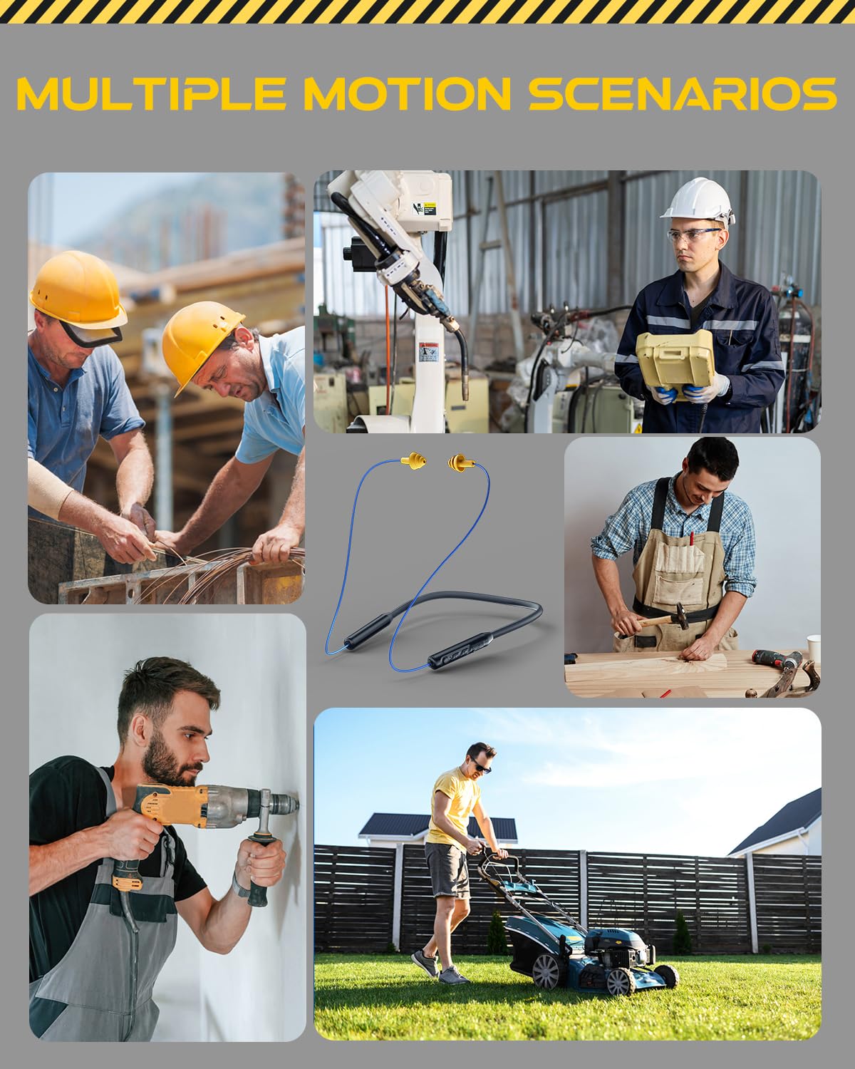 MIPEACE Bluetooth Earplug Headphones, Neckband Wireless Earbuds earplugs-29db Noise Reduction isolating in-Ear earplug Earphones and Controls,IPX5 sweatproof,19+Hour Battery(Blue)