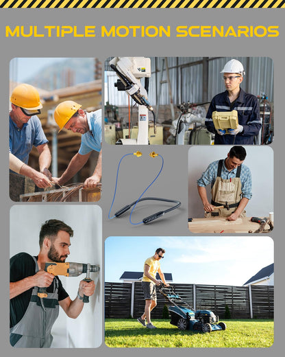 MIPEACE Bluetooth Earplug Headphones, Neckband Wireless Earbuds earplugs-29db Noise Reduction isolating in-Ear earplug Earphones and Controls,IPX5 sweatproof,19+Hour Battery(Blue)