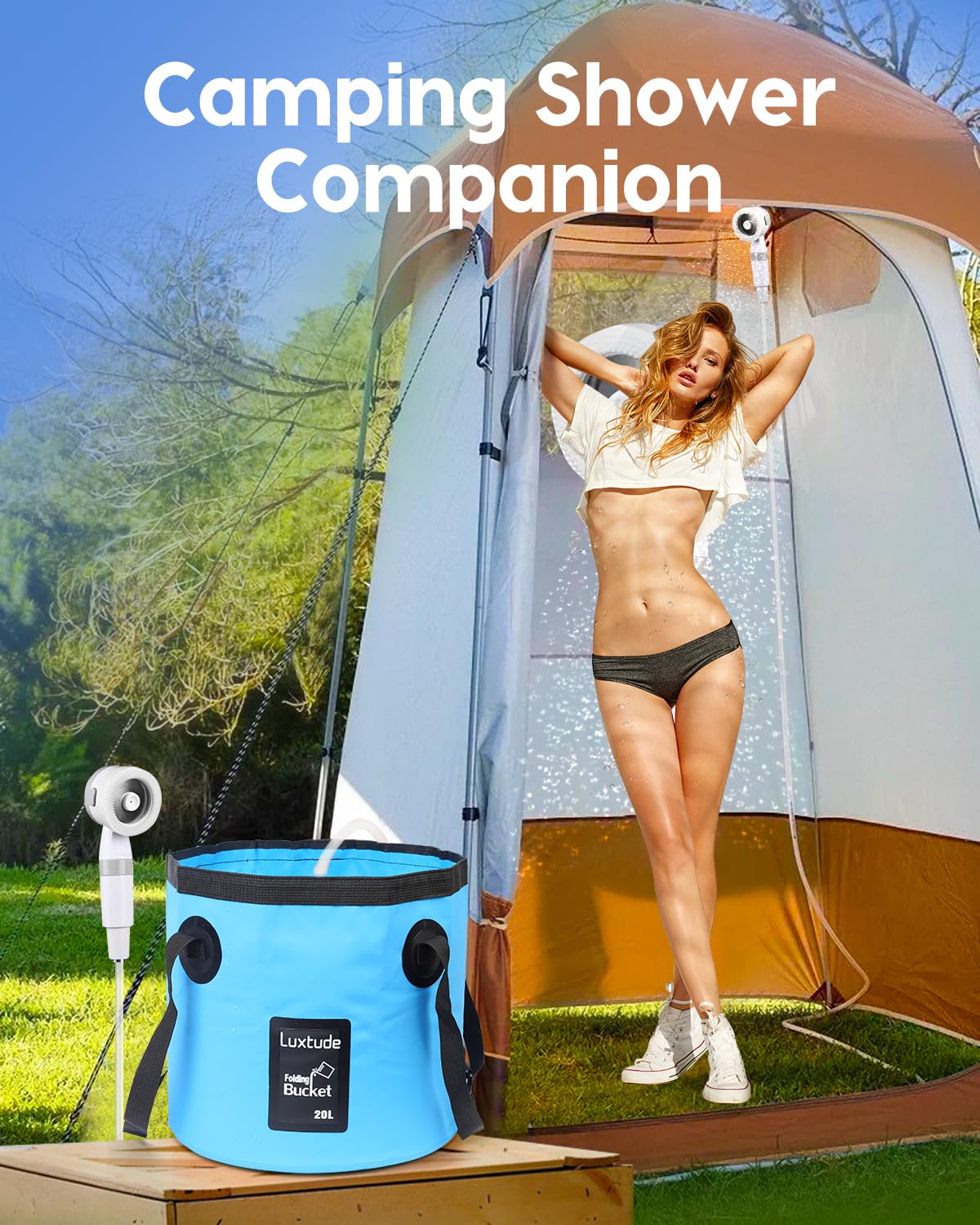 Luxtude Collapsible Bucket, 5 Gallon Bucket(20L), Beach Buckets, Fishing Buckets, Portable & Ultra Lightweight Outdoor Basin Container, Folding Basin Container for Fishing, Camping, Hiking, Beaching