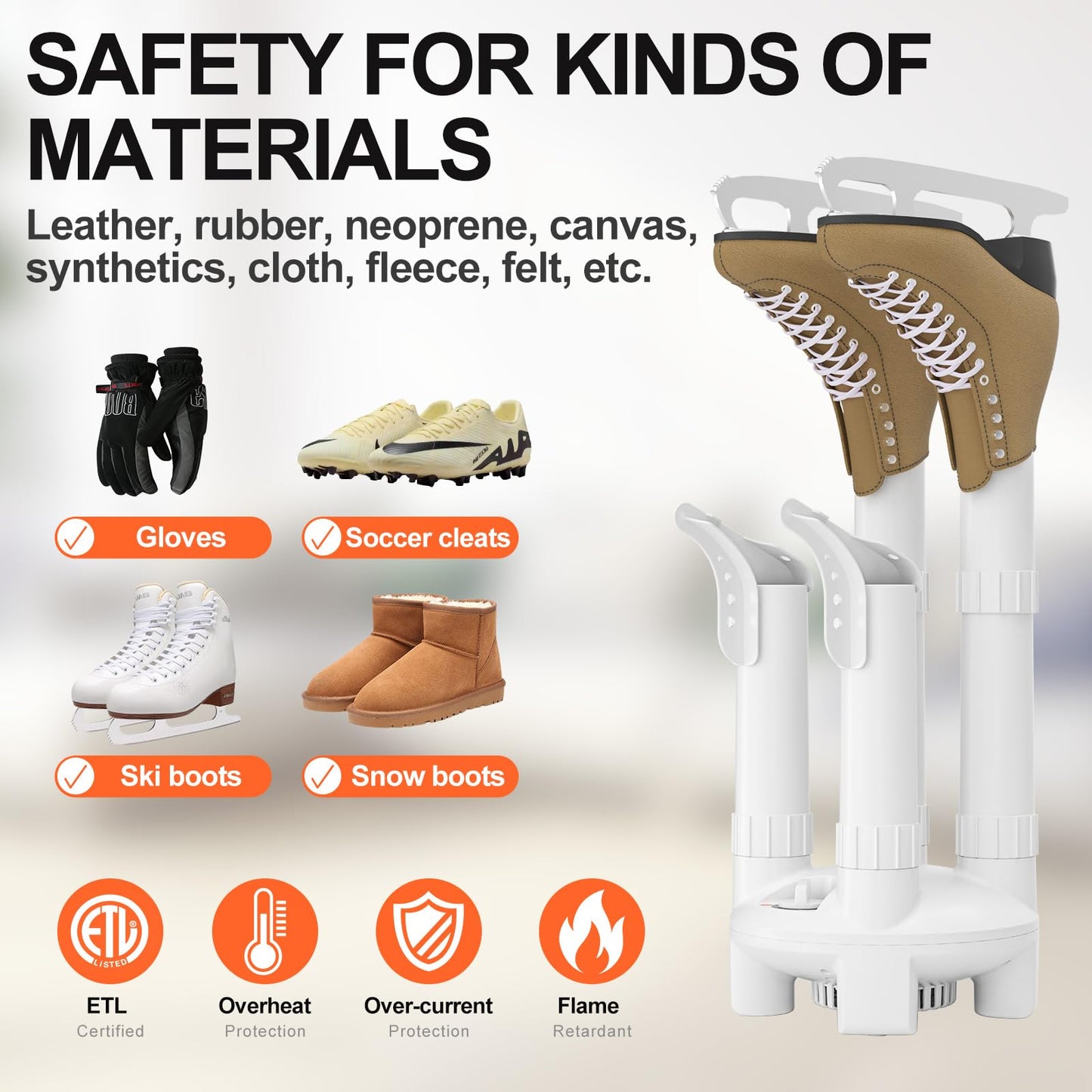 LAVIEAIR Boot Dryer, Shoe Dryer and Glove Dryer with Timer and Fan, White