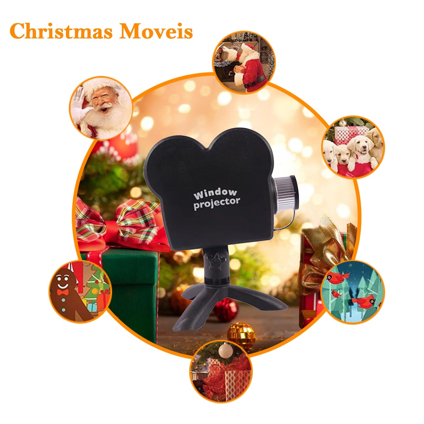 Halloween Window Projector,Halloween Holographic Projector,Christmas Led Holographic Projection Lamp,12 Movies,Used for Halloween Outdoor,Christmas Garden Decoration Family Outdoor Party