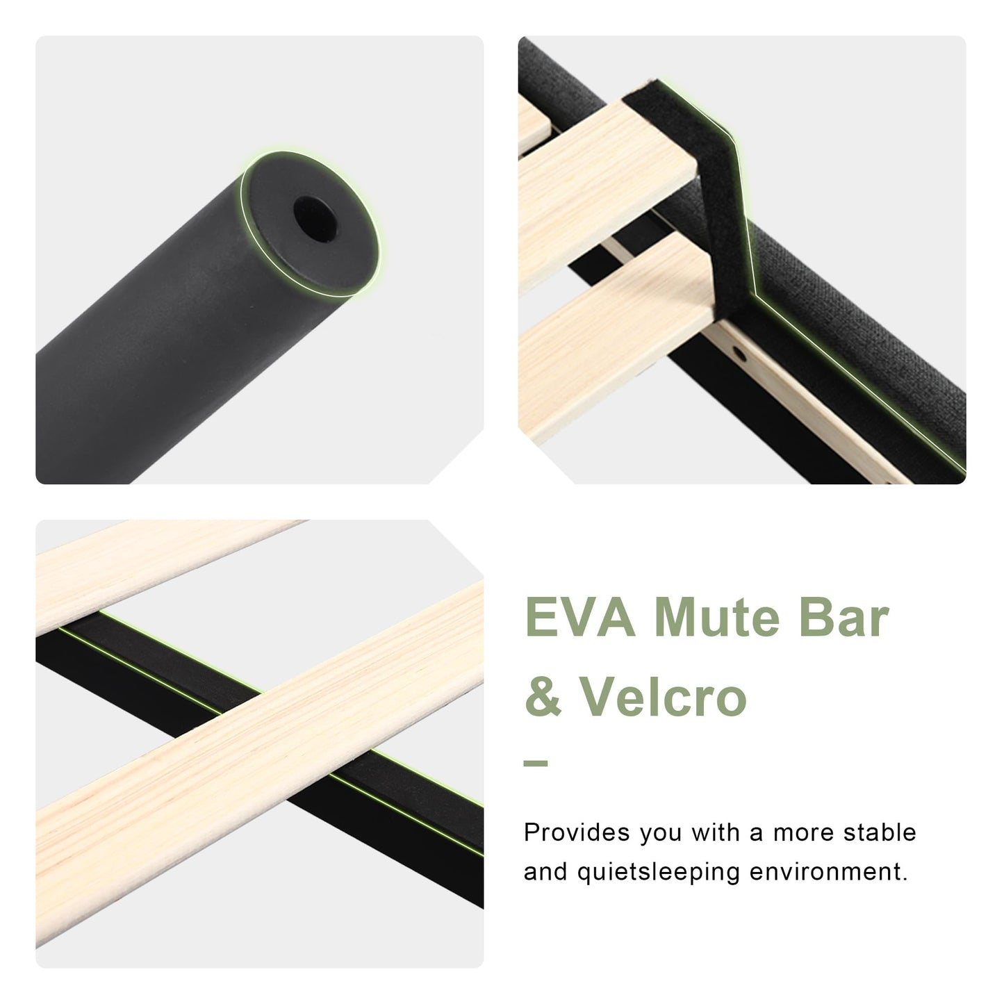 Feonase Queen Bed Frame with Upholstered Wingback Headboard, Platform Bed and Heavy Duty Wooden Slats Support, Easy Assembly, Noise-Free, No Box Spring Needed, Black