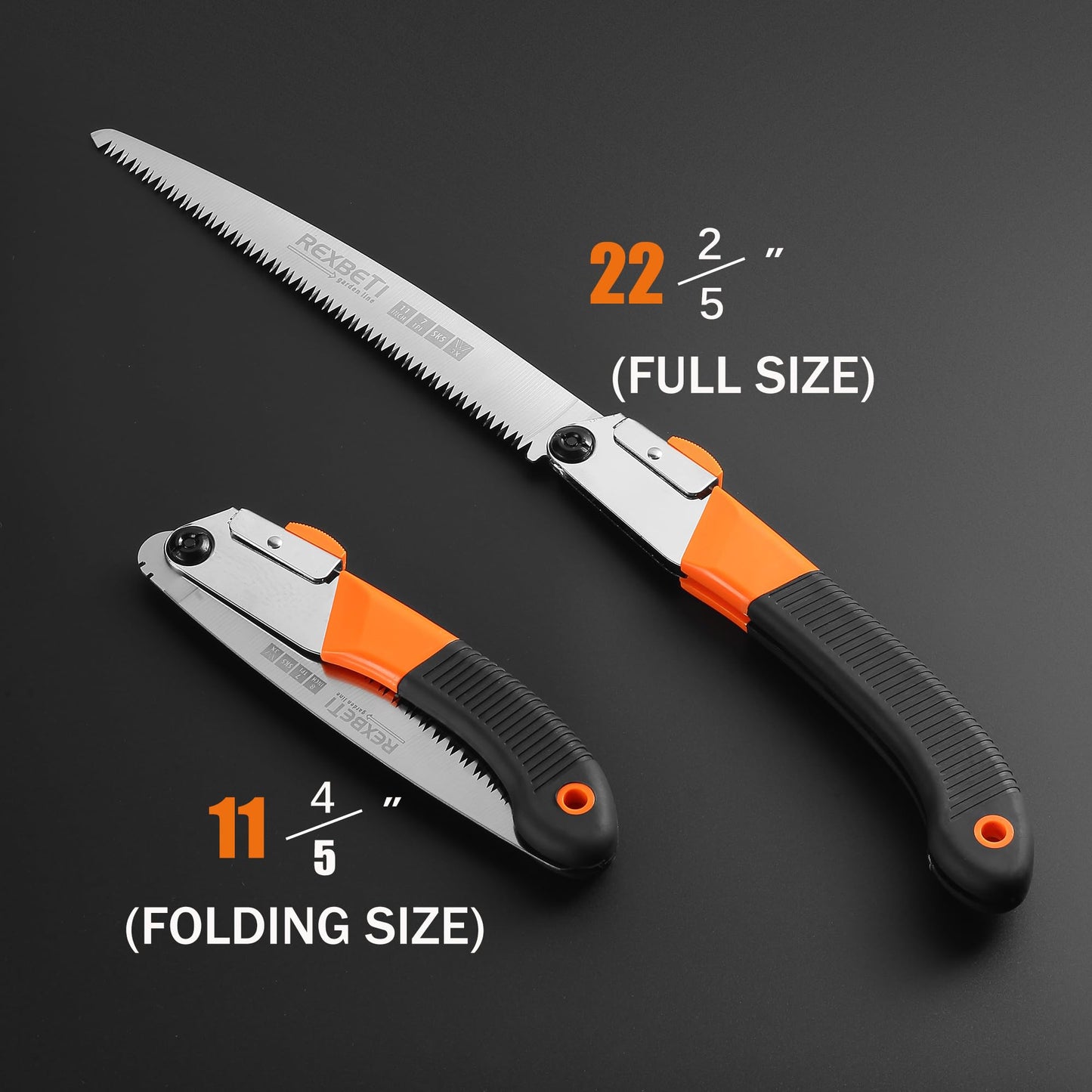 REXBETI Folding Saw, Heavy Duty 11 Inch Extra Long Blade Hand Saws for Wood Camping, Dry Wood Pruning Saws With Hard Teeth, Quality SK-5 Steel