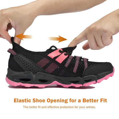 MAINCH Women's Hiking Water Shoes Quick Dry Outdoor Sport Sneakers (Black Rose, Size 8)