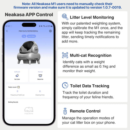 Neakasa M1 Open-Top Self Cleaning Cat Litter Box, Automatic Cat Litter Box with APP Control, Odor-Free Waste Disposal Includes Trash Bags