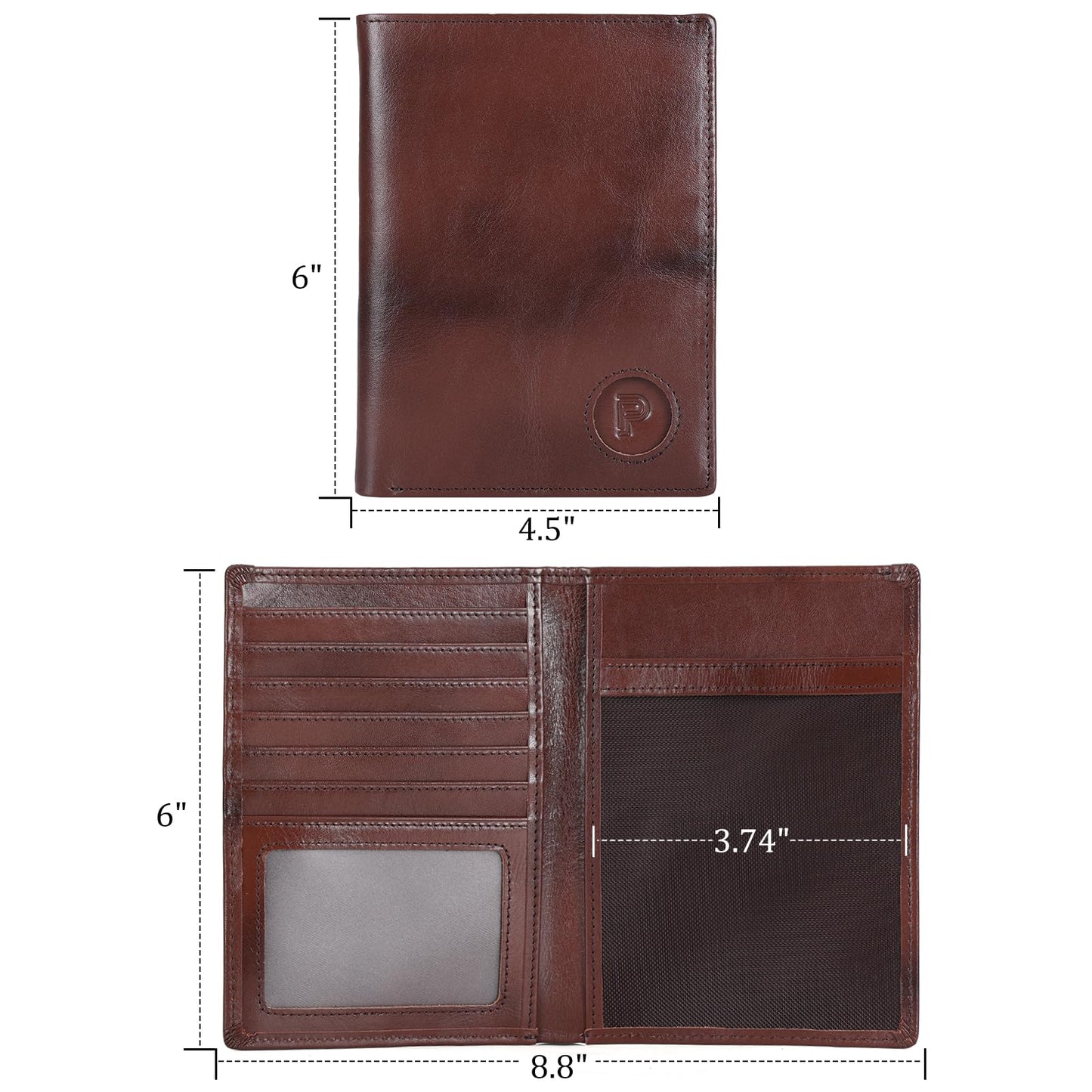 Polare Luxury RFID Blocking Leather Passport Holder Travel Wallet For Men and Women (Coffee with AirTag Slot)