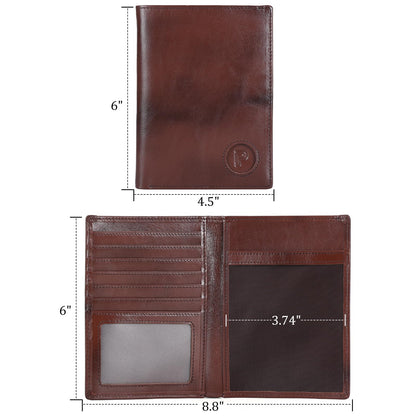 Polare Luxury RFID Blocking Leather Passport Holder Travel Wallet For Men and Women (Coffee with AirTag Slot)