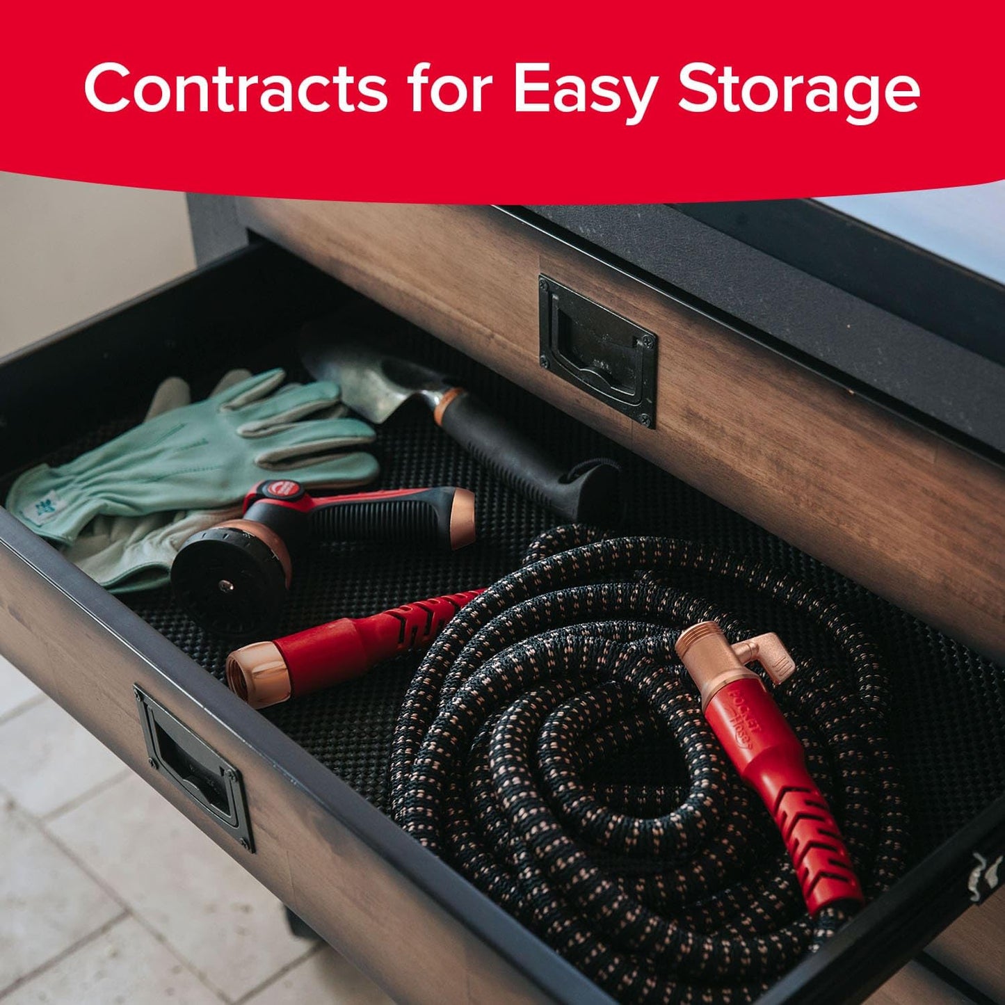 Pocket Hose Copper Head w/New Pocket Pivot Expandable Garden Hose 25 FT, AS-SEEN-ON-TV, Swivels 360°, Advanced Tri-Tex Tubing & Force Field Jacket, 3X Stronger, Lead-Free, No-Kink, Anti-Burst w/APT