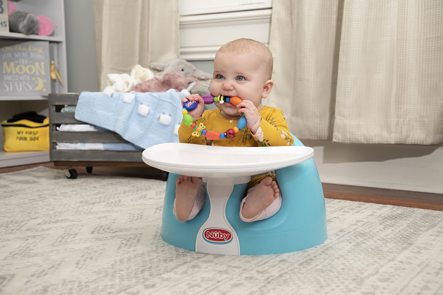 Nuby My Floor Seat Activity Tray - with Easy Release Latch and Easy to Clean - 4+ Months - White