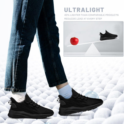 Mens Running Shoes Tennis Sneakers Walking Slip on Gym Black Workout Athletic Breathable Jogging Sport Casual Shoe Size 8.5