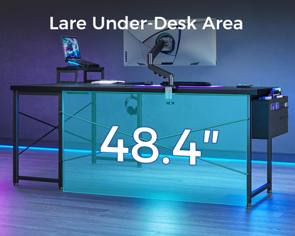 ODK L Shaped Desk, 66" Computer Corner Desk, Gaming Desk, Home Office Writing Desk with Monitor Shelf, Space-Saving Workstation Desk, Modern Simple Wooden Table, Easy to Assemble, Black