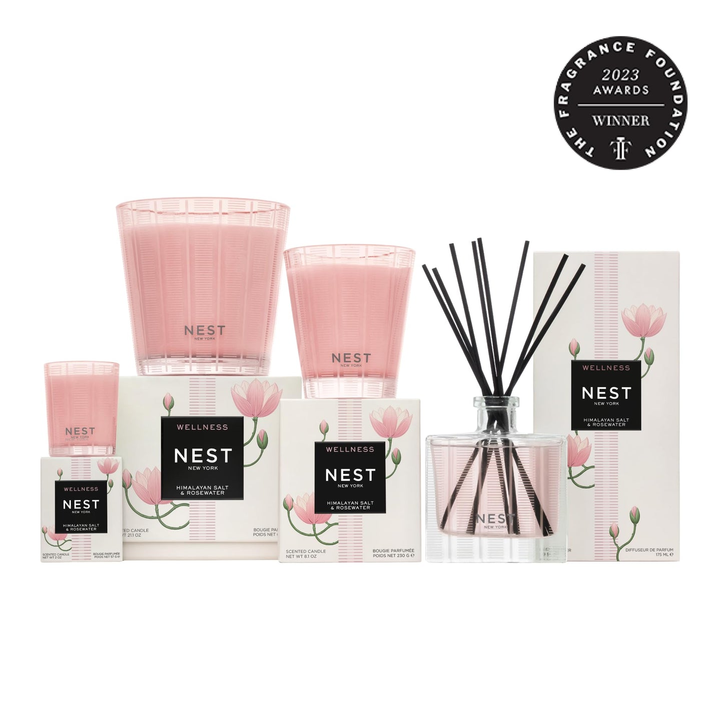 NEST New York Scented Classic Candle, Himalayan Salt & Rosewater - 8.1 oz - Up to 60-Hour Burn Time - Reusable Glass Vessel
