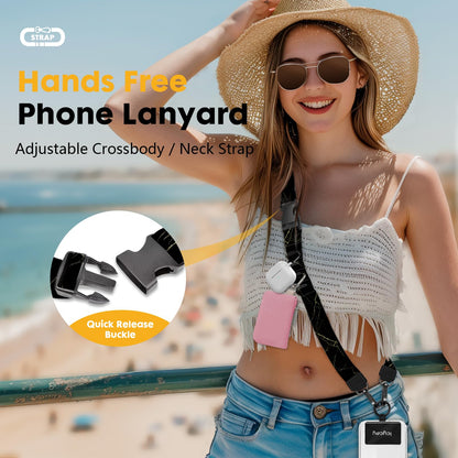 Icycay Phone Lanyard Crossbody, Black Marble Cell Phone Strap for Around The Neck Adjustable, Anti Theft Cute Lanyard for iPhone Case ID Holder Keys Accessories Travel Essential