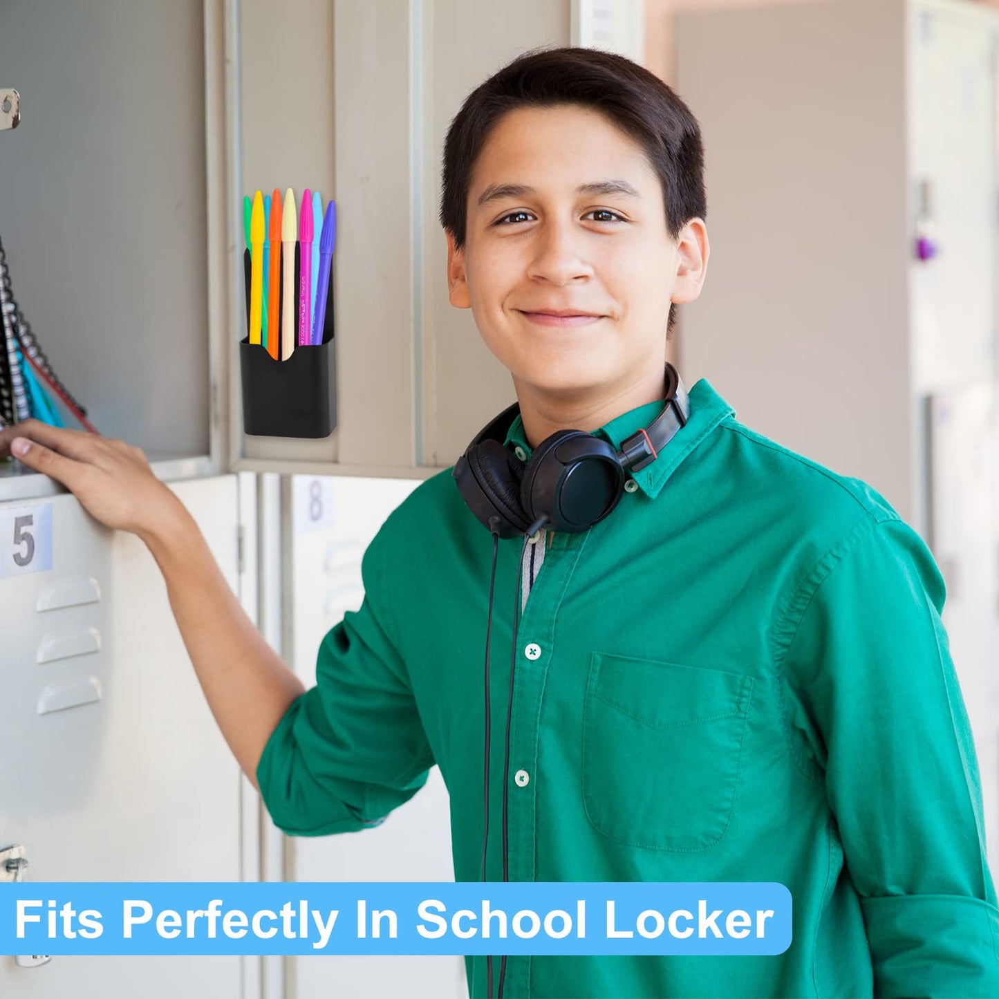 KITANIS Magnetic Pen Holder,2 Pack Magnetic Dry Erase Marker Holder with Generous Compartments,Strong Magnet Storage Marker Pen Pencil Organizer for Refrigerator,Whiteboard,Locker Accessories