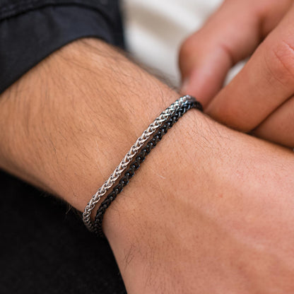 Galis Mens Bracelet - 7" Stainless Steel for Men, Non Tarnish Silver Plated Rope Chain Bracelets with Lobster Claw Clasp, To My Man Bracelets, Stylish Gifts for Dad, Husband, Boyfriend