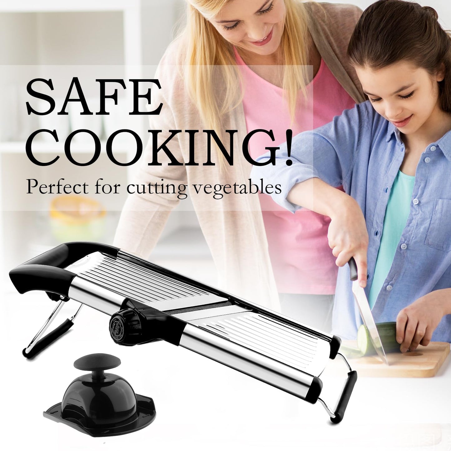 Mandoline Food Slicer, Adjustable Mandoline Slicer for Kitchen, Stainless Steel Mandolin Vegetable Chopper for Potato/Tomato/Onion, Vegetable Slicer Julienne Cutter with Cut-Resistant Gloves