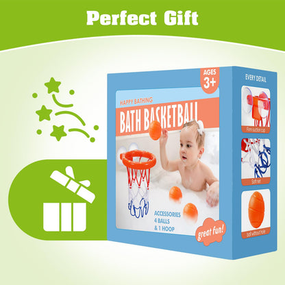 KSABVAIA Bath Toys - Bathtub Basketball Hoop for Kids Toddlers - Bath Toys Shower Toys for Kids Ages 4-8,Suction Cup Basketball Hoop & 3 No Hole Balls Set for Boys Girls
