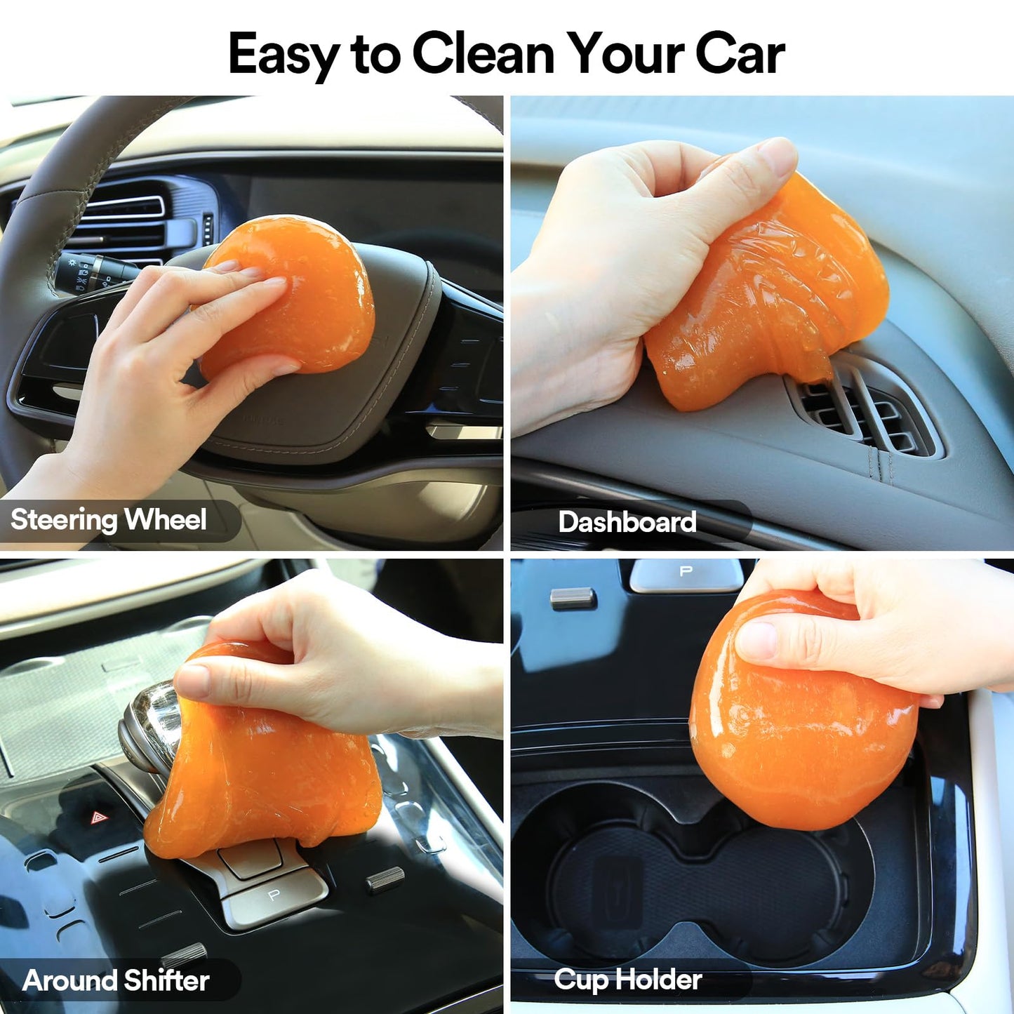 PULIDIKI Car Cleaning Gel Car Putty Car Cleaning Kit Car Interior Cleaner Slime Car Cleaning Supplies Auto Detailing Tools Car Accessories Car Gifts for Women Men Keyboard Cleaner Orange