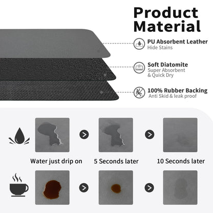 HotLive Coffee Mat - Absorbent Hide Stain Rubber Backed Dish Drying Mat for Kitchen Counter - Bar Mats for Countertops Accessories Fit Under Coffee Maker Espresso Machine