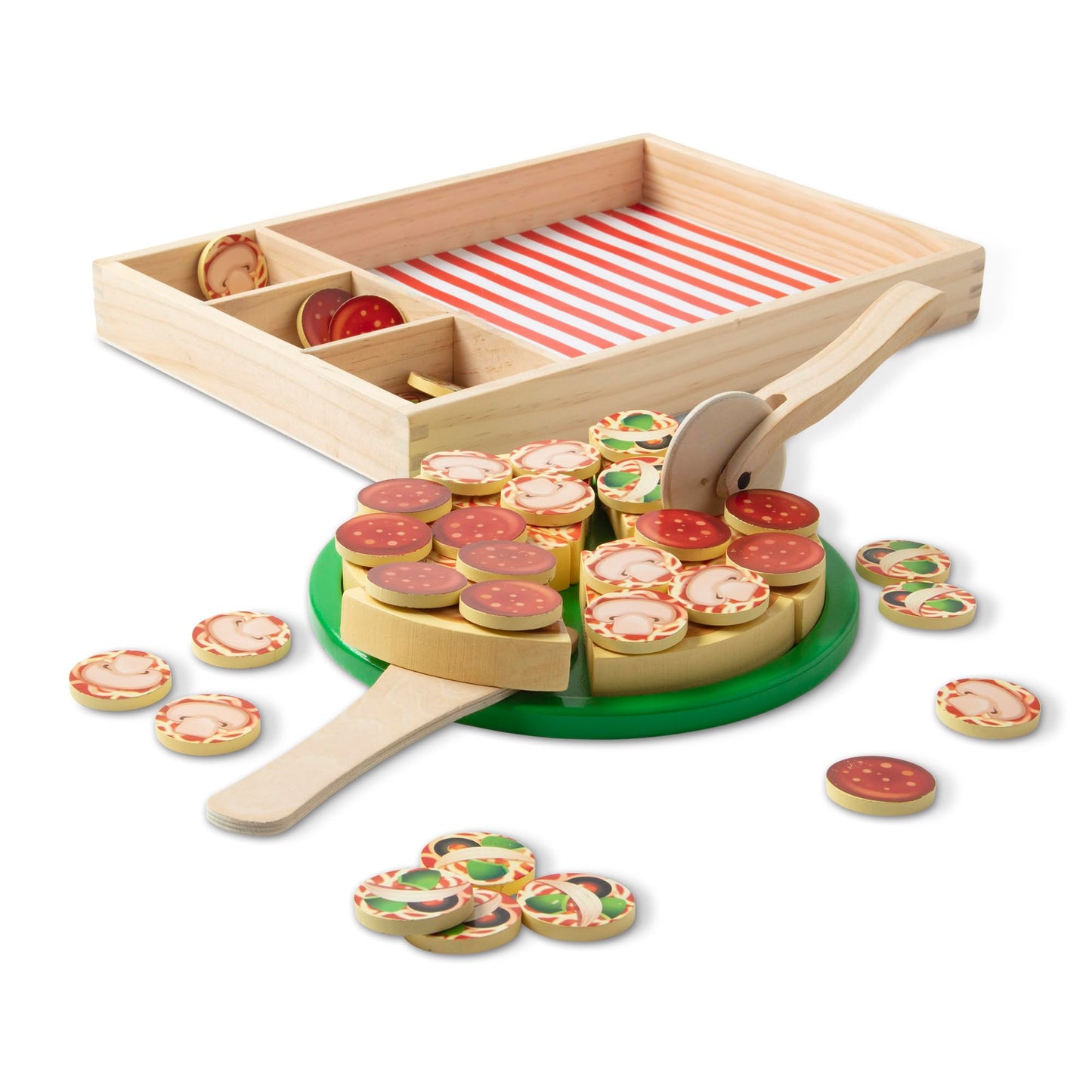 Melissa & Doug Pizza Party Wooden Play Food Set With 54 Toppings