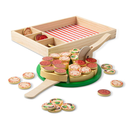 Melissa & Doug Pizza Party Wooden Play Food Set With 54 Toppings