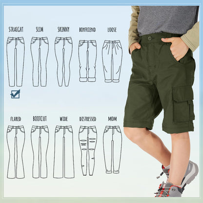 linlon Kids' Cargo Pants, Boy's Casual Outdoor Quick Dry Waterproof Hiking Climbing Convertible Trousers #9016-Army Green-XXS