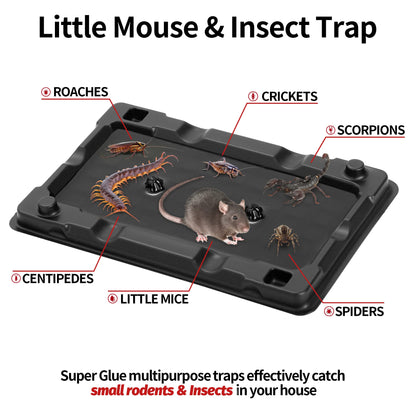 LULUCATCH Mouse & Insect Traps 12 Pack, Heavier Sticky Traps with Non-Toxic Glue for Small Mice & Insects. Sticky Mouse Traps Indoor, Easy to Set, Pet Safe Pest Control