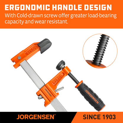 Jorgensen 2-Piece Steel Bar Clamp Set, Light Duty F-Clamp, 8-inch & 12-inch