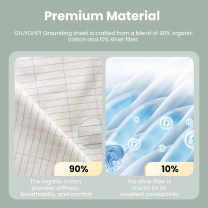 GLUYOHEY Grounding Fitted Sheets, Queen Size, 90% Organic Cotton + 10% Pure Silver Fiber, Earthing Bed Sheet with Connect Cord, Conductive Grounding Sheet for Better Sleep, Off White