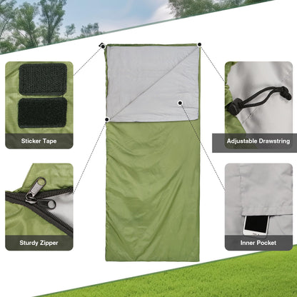 REDCAMP Ultra Lightweight Sleeping Bag for Backpacking, Comfort for Adults Warm Weather, with Compression Sack Green (75"x 32.5")